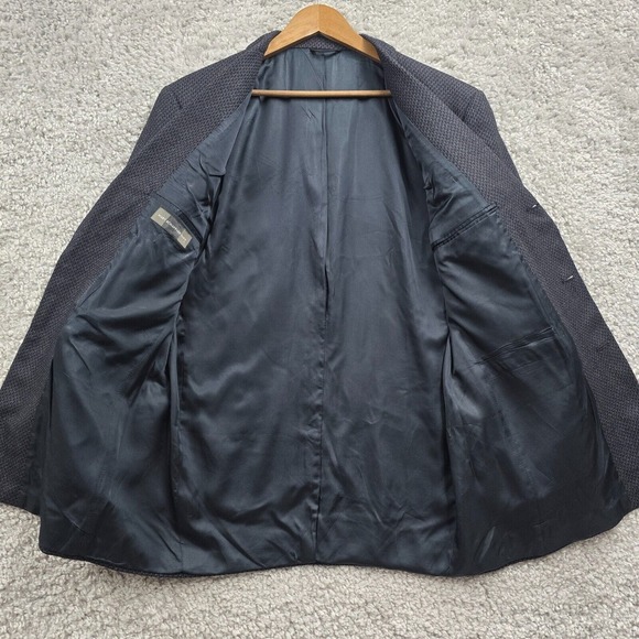 Hart Schaffner Marx Sport Coat‎ Mens 42R Black Blue 3 Button Wool No Vent Office - Picture 5 of 16